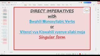 IMPERATIVES WITH SWAHILI MONOSYLLABIC VERBS [upl. by Estrella256]