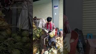 Coconut Cutting Skills SHOCKINGLY Fast for Fresh Juice satisfying shorts shortvideo [upl. by Ahsinoj]