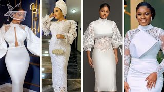 ALL WHITE LACE ASOEBI STYLES WHITE LACE GOWN STYLES LACE ASOEBI [upl. by Lipcombe]