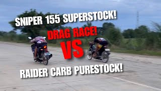 Raider carb VS Sniper 155 and Loaded mio  Drag race unli testing [upl. by Yemac106]