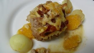 Solomillo relleno de naranja bacon queso jamon [upl. by Collayer]