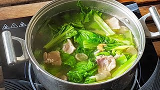 Different Way Of Cooking Lettuce And Pork Soup  Cook Lettuce Pork Soup Recipe  Village Food [upl. by Ainet361]