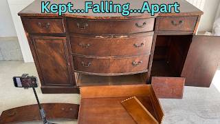 100 Year Old Buffet Kept Falling Apart  Furniture Restoration [upl. by Allana]