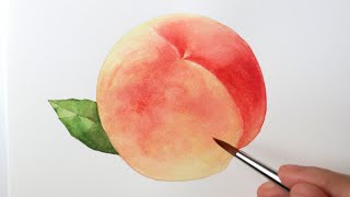 How to paint a Peach in watercolor Beginners Tutorial [upl. by Hnah]