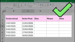 Calcular el tiempo transcurrido entre dos fechas en años meses y días Excel [upl. by Mastrianni]