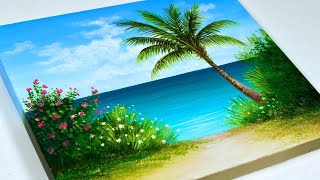 Seascape Painting  Tropical Beach Painting  Sea Painting in Acrylic [upl. by Teragram]