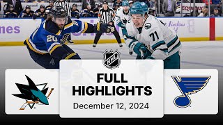 NHL Highlights  Sharks vs Blues  December 12 2024 [upl. by Alexandros]