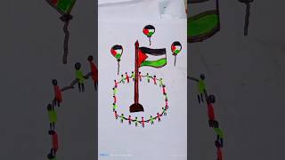 How to draw Palestine 🇵🇸 flag ❤️ youtubeshorts drawing Palestine [upl. by Llewkcor]