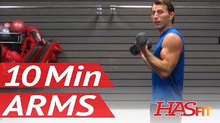 HASfits 10 Minute Arm Workout at Home with Dumbbells  Arm Exercises for Biceps and Triceps [upl. by Korney456]