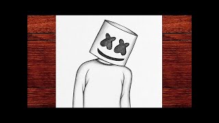 How to draw Marshmallow Easy DJ marshmallow drawing Easy drawing step by step  by Atizaz [upl. by Treharne]