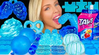 ASMR BLUE DESSERT MUKBANG JAWS ICE POUCH BLUE FREEZE SOUR CANDY CUBE RASPBERRY JELLY KYOHO 먹방 [upl. by Emily]