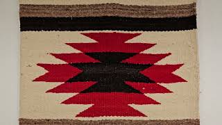 Vintage Native American Navajo Area Rug in Double Medallion Pattern in Ivory Red Black Gray 1958 [upl. by Malarkey]