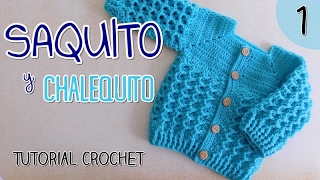 Ajuar Saquito chambrita chaleco tejido a crochet para bebes 12 [upl. by Alegnat45]