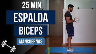 💪rutina ESPALDA Y BICEPS con mancuernas💪MEJORES EJERCICIOS para espalda y bíceps con pesas  25 min [upl. by Som481]