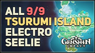 All 9 Tsurumi Island Electro Seelie Locations Genshin Impact [upl. by Lynea45]