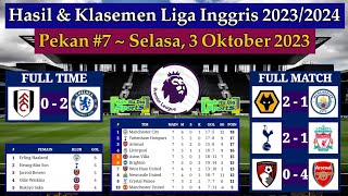 Hasil Liga Inggris Tadi Malam  Fulham vs Chelsea  Klasemen EPL 20232024 Pekan ke 7 [upl. by Semmes]