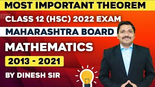 Most Important Maths Theorems  Class 12 2022 Maharashtra Board  Dinesh Sir [upl. by Tingey691]