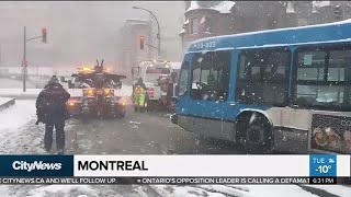 Montreal gets dumping of snow amp crash course in winter driving [upl. by Notfilc977]