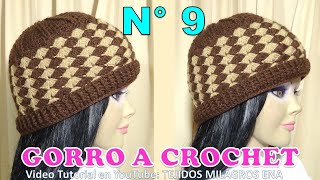 Como tejer el Gorro N° 9 a crochet en punto abanicos de dos colores para niñas y damas paso a paso [upl. by Stepha973]