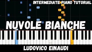 Ludovico Einaudi  Nuvole Bianche Intermediate Piano Tutorial [upl. by Oscar888]