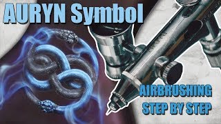 Learn to Airbrush the Auryn symbol double headed snake [upl. by Aneleiram]