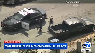 Chase in LA ends after suspect drives recklessly gets tackled by CHP [upl. by Aleinad]