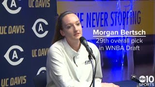 UC Davis basketball star Morgan Bertsch reacts to being selected in WNBA Draft [upl. by Rodge]