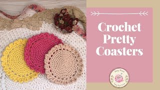 How To Crochet Coaster Easy Bobble Edge Tutorial by Loopy Mabel [upl. by Uaeb]