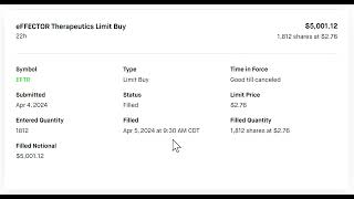 eFFECTOR Therapeutics stock purchase on April 5 2024 [upl. by Arjun]