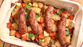 Sausage Peppers Onions amp Potato Bake  Laura in the Kitchen Ep 185 [upl. by Schweitzer]