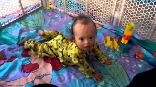 Down Syndrome Boy With Infantile Spasms Crawls at 14 months [upl. by Anavlys902]