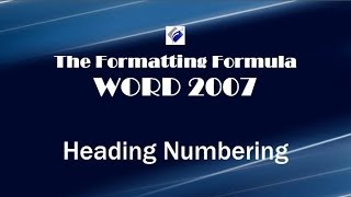 Word 2007 Heading Numbering [upl. by Lebazej]