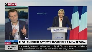 Interview de Florian Philippot  Médias Macron Fillon Tribune de juifs CNEWS 030417 12h20 [upl. by Laeno321]