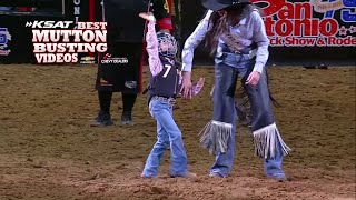 Strong Mutton Busting performers at the San Antonio Stock Show amp Rodeo [upl. by Enoryt935]