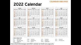 Printable Calendar 2022 One Page [upl. by Mayer]