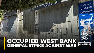 Cities in occupied West Bank hold general strike to denounce Israeli attacks on Gaza [upl. by Lyndes958]