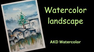 Watercolor landscape painting  AKD Watercolor [upl. by Asetal]