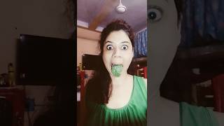 Hana eats chilli pepper and her tongue gets green 💚💚💚😂🤣funny comedy [upl. by Kramlich801]