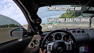 Twin Turbo 350z POV Drive To Cars and Coffee 4k [upl. by Lladnek]