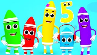 Five Little Crayons Numbers Song and Preschool Rhymes for Kids [upl. by Grantland561]