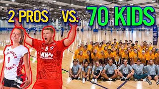 2 Professional Volleyball Players vs 70 Kids [upl. by Enyehc]