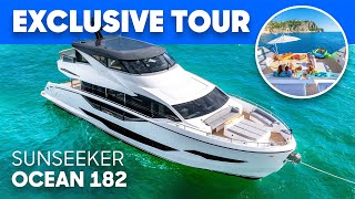 Yacht or Floating Penthouse  NEW Sunseeker Ocean 182 with Sky Lounge vs Ocean 90 [upl. by Nannerb725]