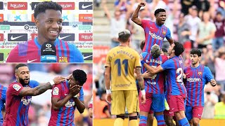 Ansu Fati reacts to his incredible goalscoring return for Barcelona vs Levante [upl. by Aicelef]