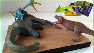 TYRANNOSAURUS VS QUETZALCOATLUS WITH CLAYPLASTILINA Prehistoric Planet [upl. by Siubhan872]