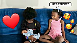 LEANDRE amp LEANNA MEETING THEIR BABY BROTHER FOR THE FIRST TIME Emotional [upl. by Jacy954]