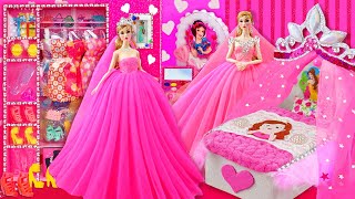 Build Miniature Pink Princess Barbie Dollhouse 💕 Doll Dresses 💕 Mini Makeup [upl. by Shermy]