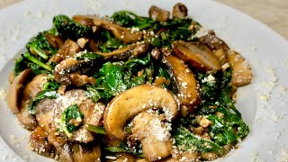 Garlic Mushroom amp Spinach  Quick Recipe [upl. by Llyrrad]