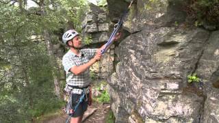 Rock Climbing  building a belay using slings [upl. by Aehtla673]