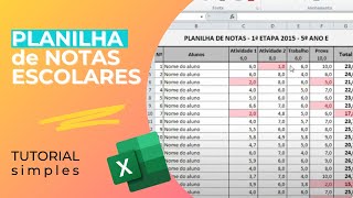 Como fazer PLANILHA de NOTAS ESCOLARES tutorial simples [upl. by Nylecyoj22]