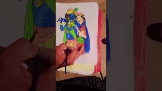 how to draw colourful painting radhe radhe krishna drawing art mahaveer Singh [upl. by Enyleuqcaj]